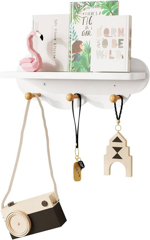 Rootz Cloud Shelf for Kids Room - Children's Wall Shelf - Floating Organizer - Safe Curved Edges - High Quality MDF - 36cm x 12cm x 20.5cm