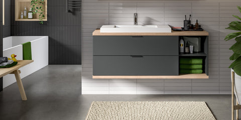 Rootz Washbasin Base Cabinet - Vanity Unit - Bathroom Storage - Elegant Design - 130x55x48 cm