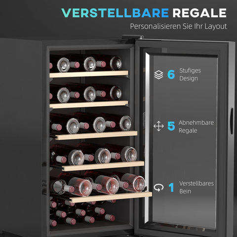 Rootz Wine Refrigerator - Beverage Fridge - Wine Cooler - LED Display - 45.1x53.8x79.8cm - 41 Bottle Capacity