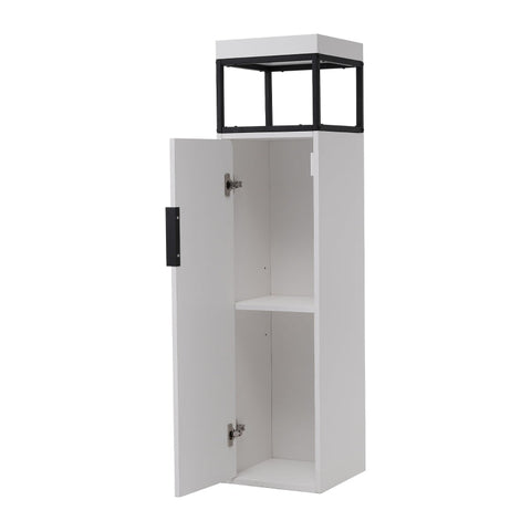 Rootz Bathroom Cabinet - Storage Unit - Bathroom Shelf - Soft Close - 30L x 30W x 120H cm - White and Black Finish - Wall Mounted