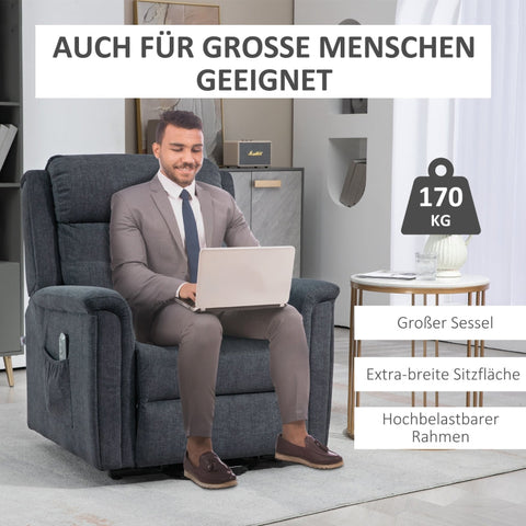 Rootz Relaxation Chair - Stand-Up Chair for Seniors - Recliner with Remote Control - Effortless Standing Aid - Adjustable Backrest - Practical Side Pockets - 92cm x 87cm x 108cm (Upright) - 92cm x 178cm x 56cm (Lying Down) - 92cm x 96cm x 143cm (Raised)