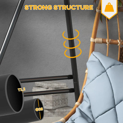 Rootz Hanging Chair Frame - Robust - Weatherproof - Indoor - Outdoor - Up To 150 Kg - Steel - Black - 178 X 143 X 180 Cm