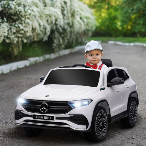 Rootz Electric Children's Car - Licensed Mercedes-Benz EQA - Kids Ride-On Car - Music & Headlights - Remote Control - 111.5cm x 69cm x 52.5cm - White