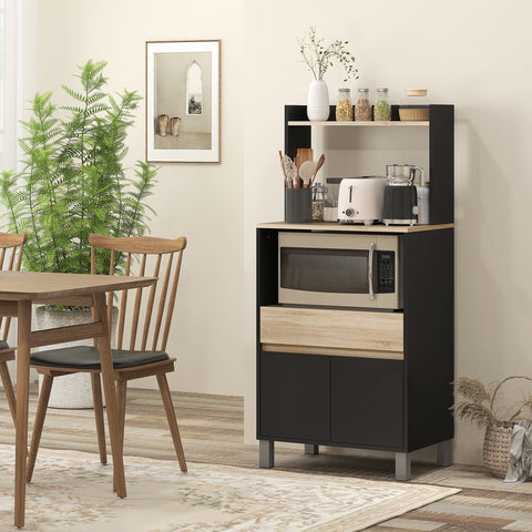 Rootz Kitchen Serving Cart - Microwave Shelf - Storage Furniture - Extra Storage - 60 x 40 x 131 cm