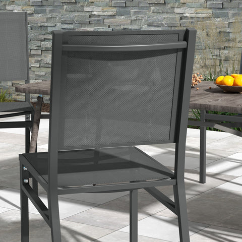Rootz Set of 4 Aluminum Garden Chairs - Outdoor Chairs - Patio Seats - Comfort & Style - 44.5W x 60D x 87H cm