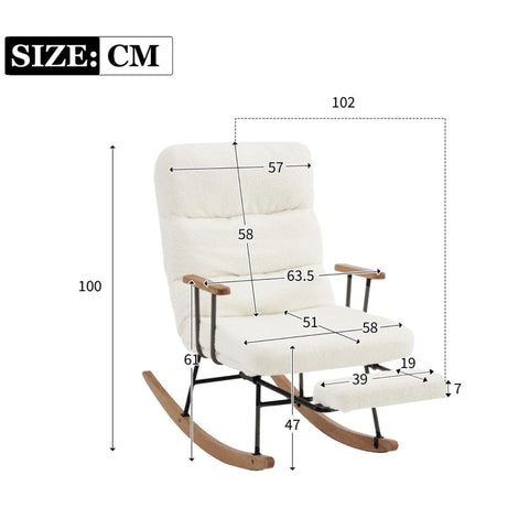 Rootz Ergonomic Rocking Chair - Recliner - Lounge Chair - Optimal Comfort - 58cm x 102cm x 100cm