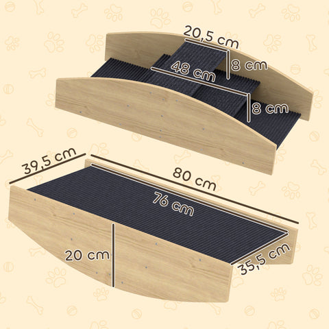 Rootz Agility Dog Swing - 2-in-1 Rocker & Stairs - Non-Slip Pet Ramp - Fir Wood - Enhances Balance & Agility - 80cm x 39.5cm