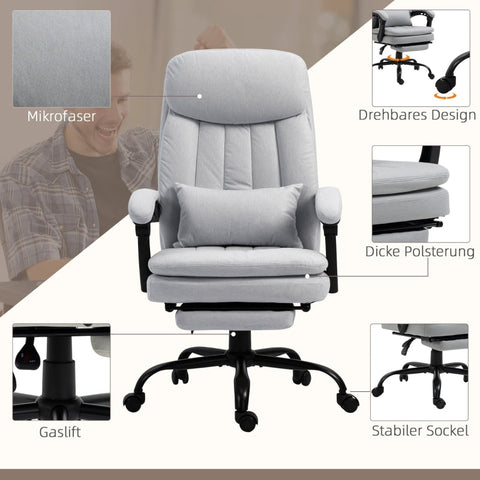 Rootz Massage Office Chair - Heat Function - Adjustable Backrest - Ergonomic Design - Microfiber - 66cm x 67cm x 118cm