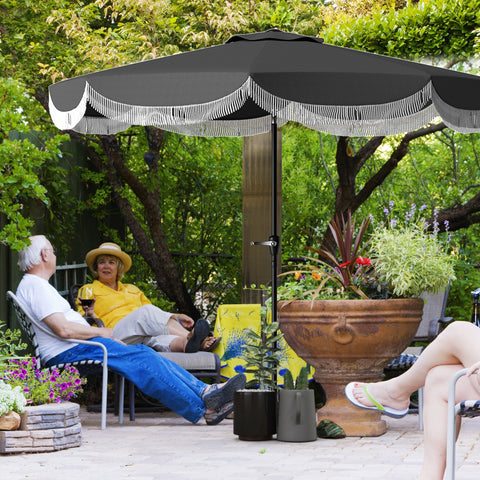Rootz Ø269cm Parasol - Garden Sunshade - Balcony Screen - UPF 30+ UV Protection - Ø2.69m x 2.38m - Grey