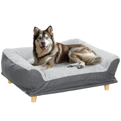 Rootz Dog Sofa Chair - Dog Bed - Pet Lounge - Removable & Washable Cover - 100cm x 70cm x 30cm - Pine Wood Feet for Stability