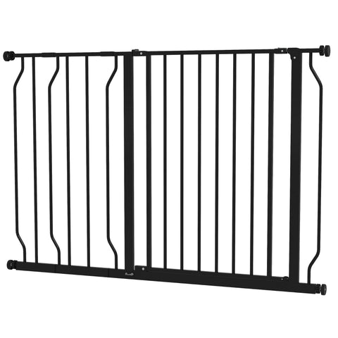 Rootz Pet Safety Gate - Dog Door Barrier - Stair Gate - Steel and ABS - Double Locking System - Expandable - 75cm to 115cm - 73L x 76H cm