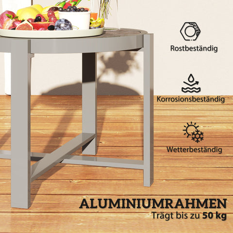 Rootz Round Garden Table - Balcony Table - Outdoor Side Table - Weatherproof & Rust Resistant - 60cm x 60cm x 46cm
