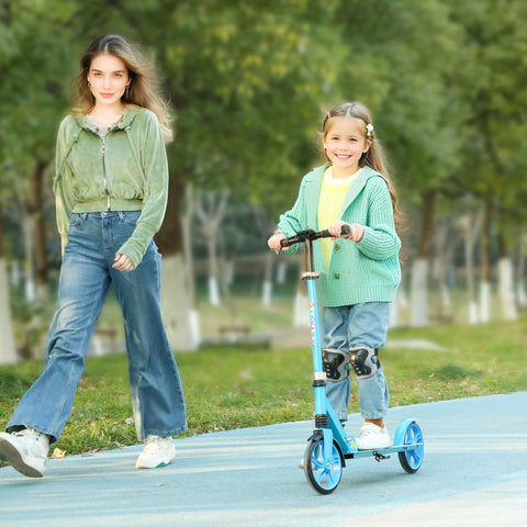 Rootz Children's Scooter - Kick Scooter - Foldable Scooter - Height Adjustable, 100kg Resilient - 94cm x 38cm x 88-103cm, Blue