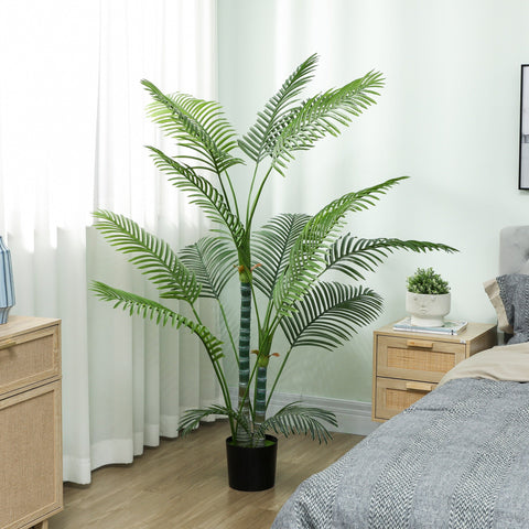 Rootz Artificial Palm with 16 Leaves - Faux Plant - UV-Resistant Greenery - Perfect Indoor/Outdoor - 175cm with Pot Ø20 x 17cm