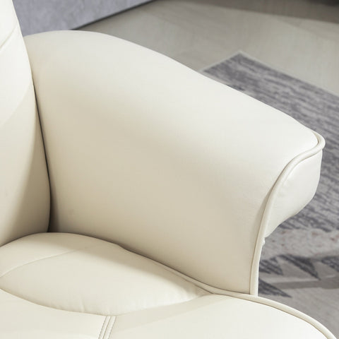 Rootz Relaxation Chair with Stool - Recliner Chair - Lounger - Tilting Backrest for Comfort - 84cm x 84cm x 104cm  White