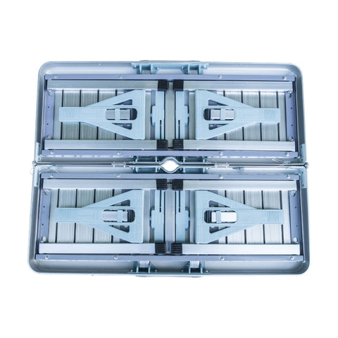 Rootz Aluminum Camping Table with 4 Seats - Folding Picnic Table - Portable Outdoor Table - Space-Saving Design - Durable Construction - Versatile Use - 136cm x 85.5cm x 66cm