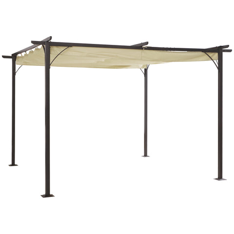 Rootz Retractable Pergola - Outdoor Shade Structure - Sun Shelter - Waterproof Polyester Cover - 3.5m x 3.5m x 2.3m