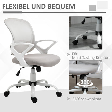 Rootz Ergonomic Office Chair - Desk Chair - Height Adjustable Seating - Breathable Mesh Back - 61cm x 61cm x 89-99cm - Grey