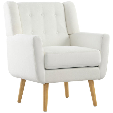 Rootz Wing Chair - Armchair - Upholstered Armchair - Maximum Comfort - 72x75x89cm - White