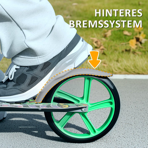 Rootz Adjustable Green Scooter - Kick Scooter - Folding Scooter - Rear Brake - 100kg Capacity - 94x38x88-103cm