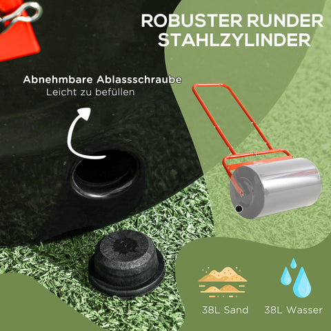 Rootz Handy Lawn Roller - Practical Grass Roller - Garden Roller - Flexible Steel - Rust-Resistant - 58lx32.5bx113h cm