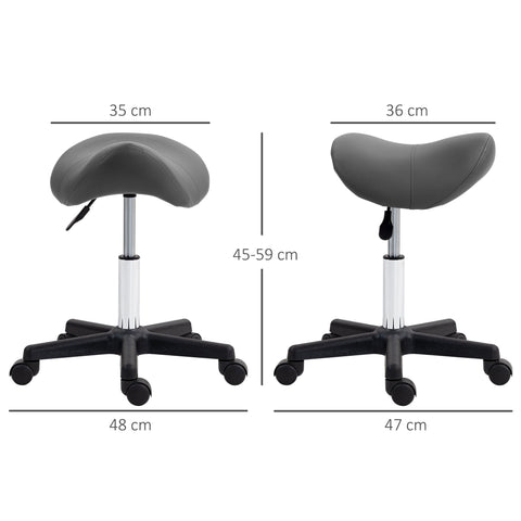 Rootz Grey Roll Stool - Saddle Seat - Height Adjustable Chair - Ergonomic Seating - 48 x 47 x 45-59 cm