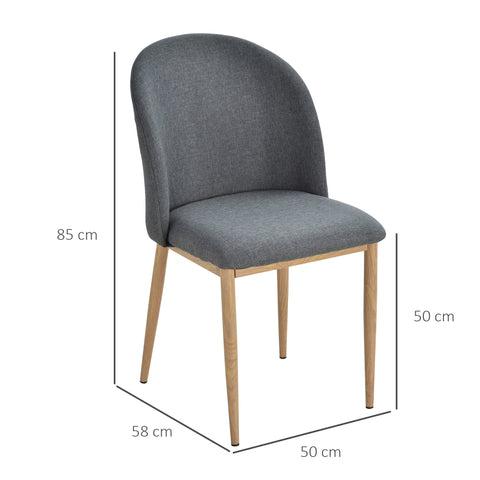 Rootz Set of 2 Dining Chairs - Dining Room Chairs - Kitchen Chairs - Ergonomic Comfort - 50cm x 58cm x 85cm - Gray
