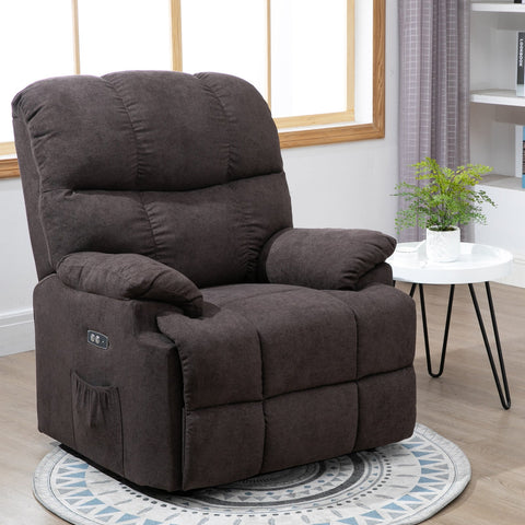 Rootz Brown Relaxation Armchair - Reclining Stand-Up Chair - Adjustable Lift Chairs - USB Connection - 98cm x 82cm x 106cm