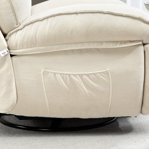 Rootz Recliner Chair - TV Chair - 360° Swivel - Rocking Function - Chenille Fabric - Pocket Spring Padding - 104cm x 100cm x 102cm