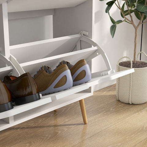 Rootz Shoe Cabinet - Shoe Organizer - Storage Unit - Adjustable Shelf - Holds 16 Pairs - 95 x 26 x 95 cm White