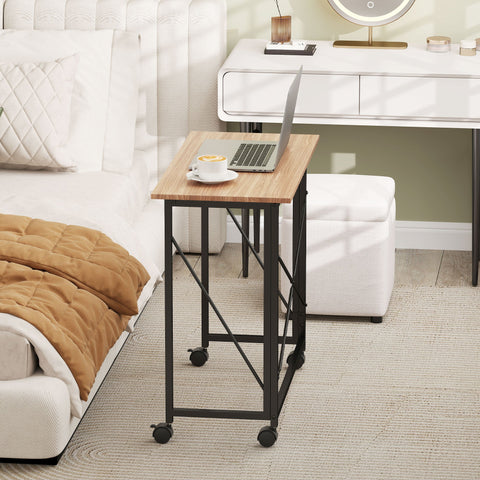Rootz Foldable Desk with Wheels - Portable Workstation - Compact Office Table - Space-Saving Design - 80cm x 40cm x 75cm