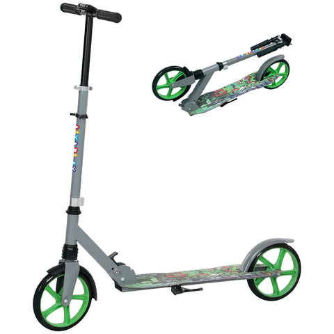 Rootz Adjustable Green Scooter - Kick Scooter - Folding Scooter - Rear Brake - 100kg Capacity - 94x38x88-103cm