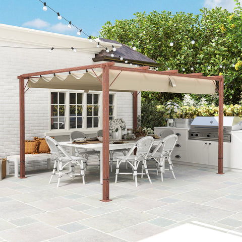 Rootz 3x4m Garden Pergola - Adjustable Terrace Roof - Outdoor Pavilion - UPF30+ Sun Protection - 382x300x232cm