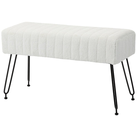 Rootz Faux Fur Padded Bench - Hallway Bench - Bed Bench - Elegant Design - 82cm x 30cm x 47cm
