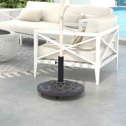 Rootz Parasol Stand - Parasol Holder - Parasol Base - Umbrella Stand - Heavy Duty - Metal Concrete - Weather Resistant - Bronze - 52cm x 52cm x 38cm