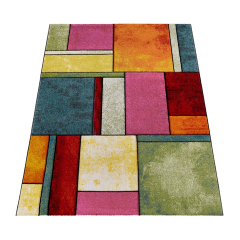 Vibrant Short Pile Rug – Durable, Easy Clean – Modern 3D Diamond Pattern