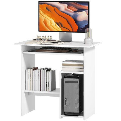 Rootz Computer Table - Desk - Workspace Station - Space-Saving Solution - 80 x 45 x 75 cm - White