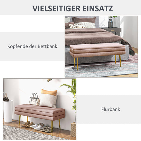 Rootz Pink Upholstered Bench - Storage Ottoman - Decorative Seat - Extra Storage - 100 x 37.5 x 42 cm