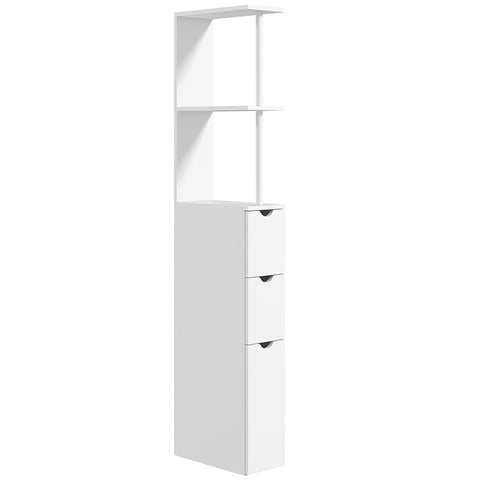 Rootz Bathroom Cabinet - Storage Unit - Organizer - Space Saver - Secured with Anti-Tipping - 15 x 33 x 136.5 cm White