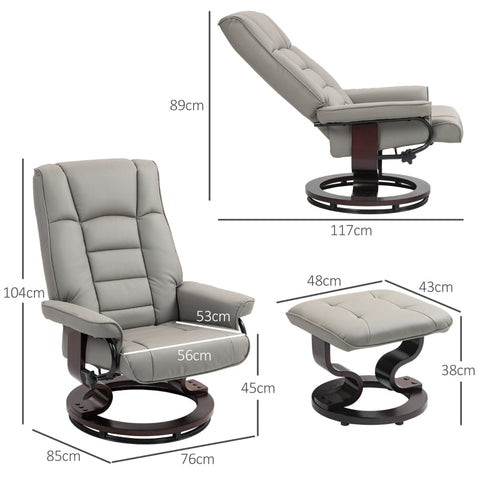 Rootz Relaxation Chair with Stool - TV Armchair - Faux Leather - 130° Recline - 76cm x 85cm x 104cm