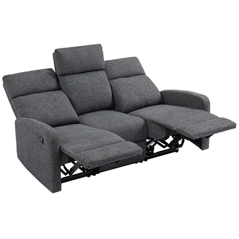 Rootz 3-Seater Sofa - Adjustable Backrests - Reclining Couch - High-Density Foam Comfort - Grey - 161cm x 157cm x 78cm