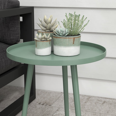 Rootz Steel Side Table - Coffee Table - Garden Table - Weatherproof & Durable - 40 x 40 x 50 cm - Green