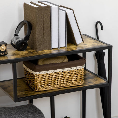 Rootz Industrial Console Table - Entryway Table - Rustic Brown Black Hall Table - Steel Chipboard - 99.6cm x 33.6cm x 74cm
