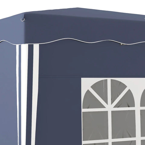 Rootz Folding Gazebo - Garden Gazebo - Height Adjustable - 2 Large Windows - Guy Rope - Carry Bag - Metal Frame - Steel - 100% Polyester - Blue - 297L x 297W x 286H cm