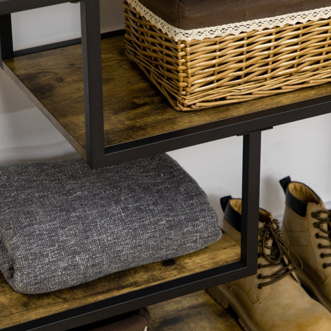 Rootz Industrial Console Table - Entryway Table - Rustic Brown Black Hall Table - Steel Chipboard - 99.6cm x 33.6cm x 74cm