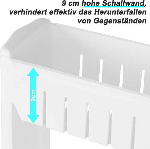 Rootz Niche Trolley - Storage Rack - Slim Design - White - Ventilated Compartments - 13cm x 72cm x 54cm