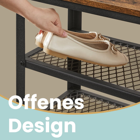 Rootz Shoe Bench - Shoe Shelf - Lattice Shoe Organizer - Space-Saving Design - 73cm x 45cm x 30cm