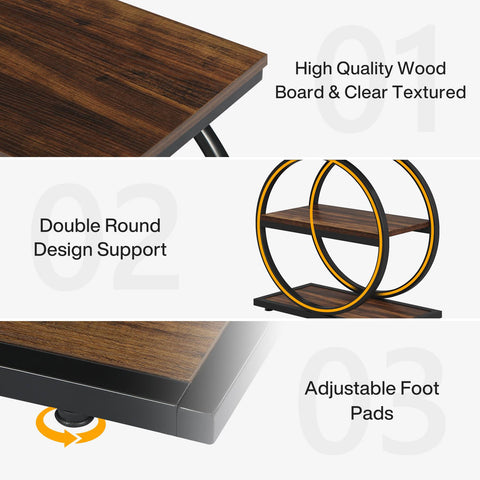 Rootz End Table - Side Table - Nightstand - Space-Saving Storage - 30 cm Depth x 60 cm Width x 65 cm Height E1 MDF Wood & Metal