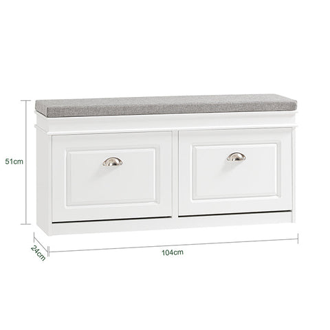Rootz Shoe Cabinet Bench - Shoe Storage - Entryway Bench - FSC Certified - Space-Saving Design - Comfortable Seating - 104cm x 52cm x 24cm