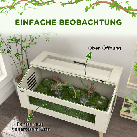 Rootz 140L Repilienbox - Lizard Terrarium - Reptile Enclosure - Heating Pillow Compatible - 100cm x 50cm x 60cm - Brown
